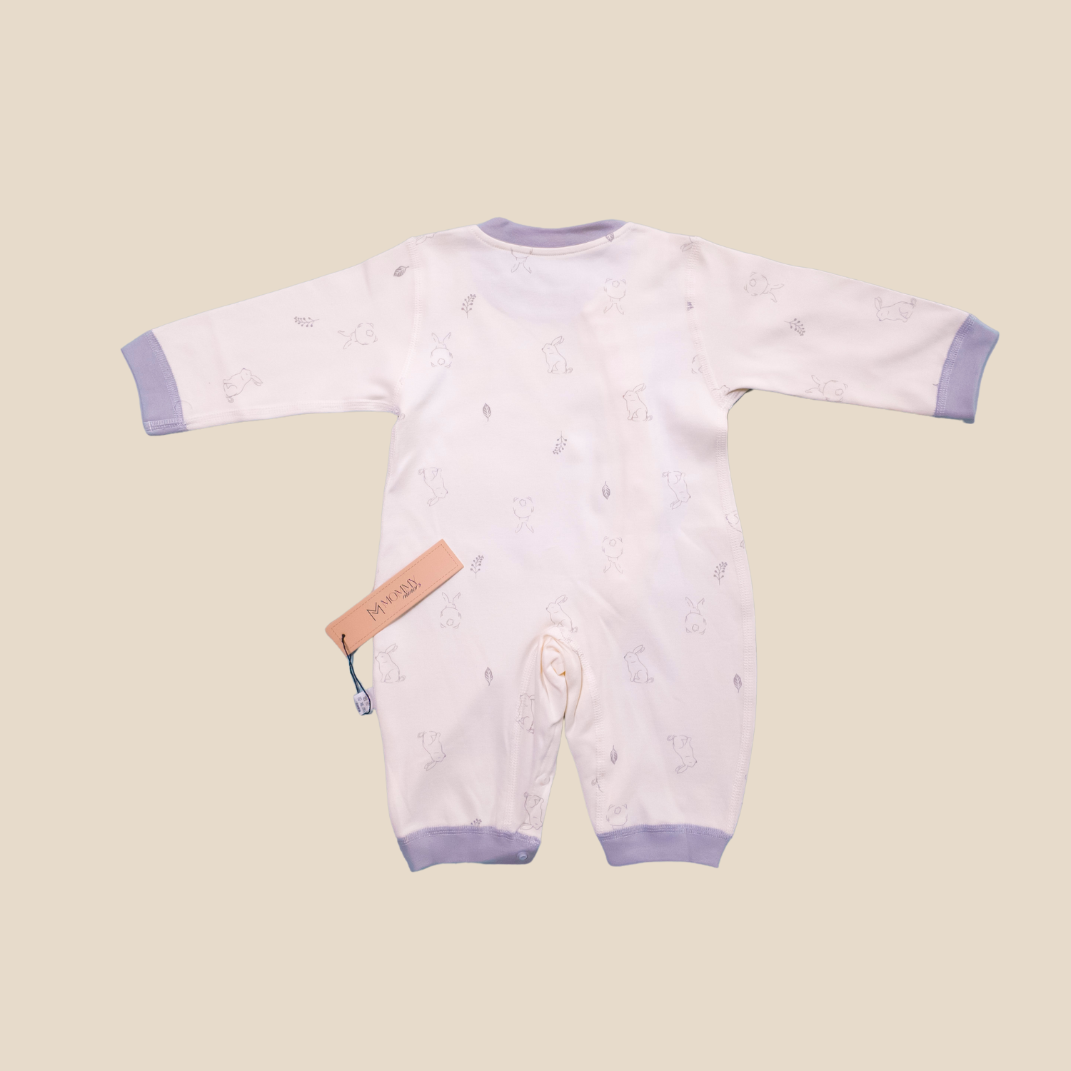 Beige & Grey Soft Cotton Baby Romper